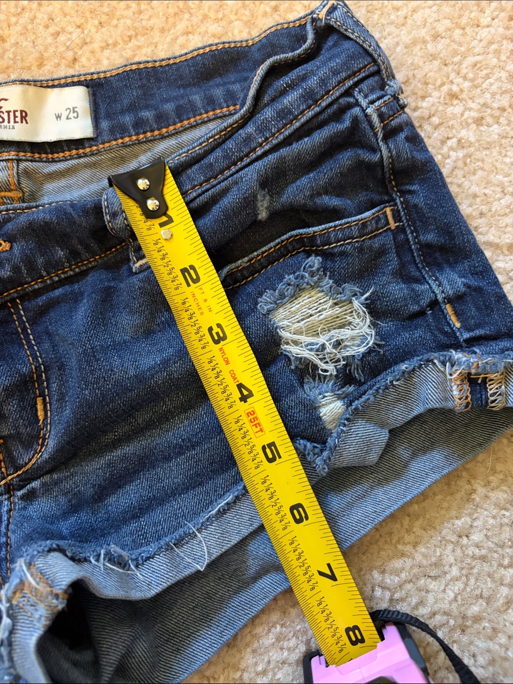 Hollister Women's Blue Distressed Denim Cutoff Shorts - Picture 5 of 6